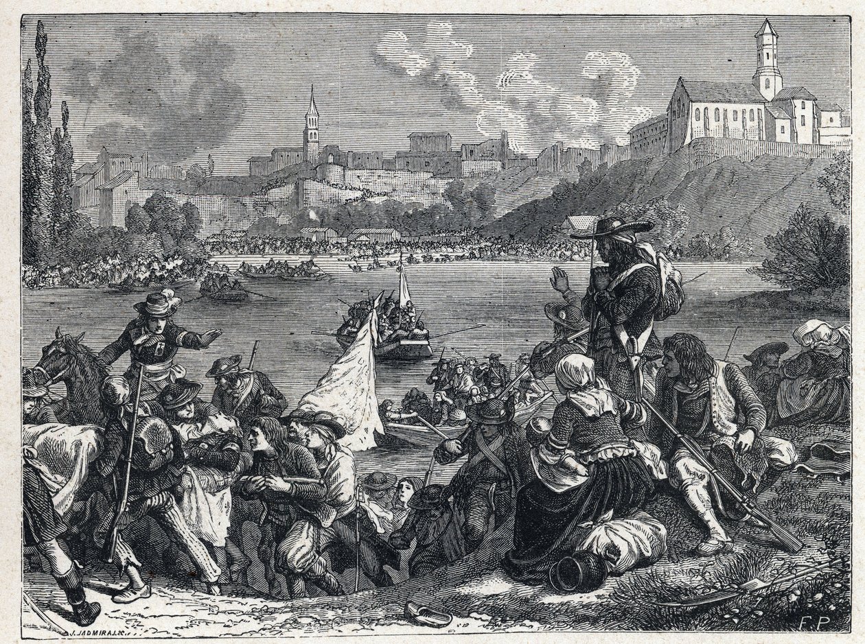 Vendee-krigen (1793-1796): Venderne, besejret i slaget ved Cholet, vendte tilbage til Loire den 18. oktober af French School