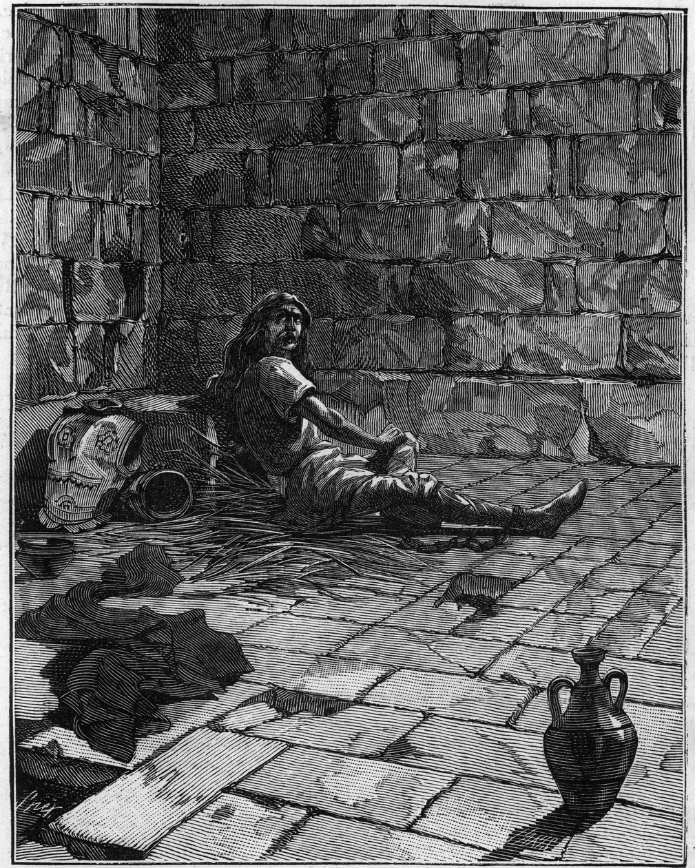 Vercingetorix (ca. 72-46 f.Kr.), en gallisk leder, forblev i fængsel i seks år. af French School