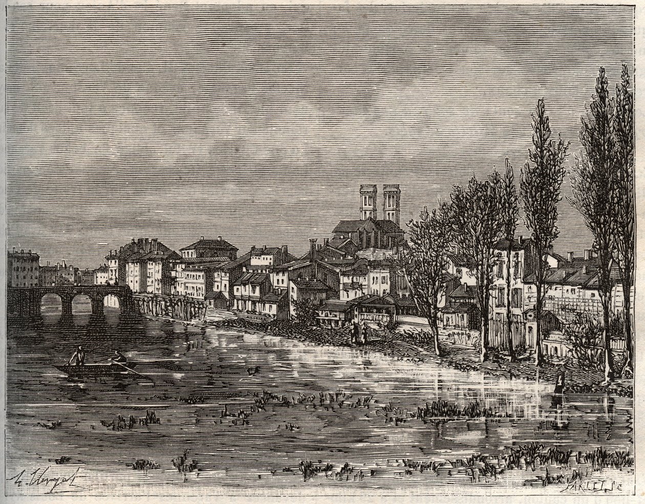 Verdun - Morbihan i Bretagne - indgravering i "La France illustrée: geografi, historie, statistisk administration" af V.A. Malt-Brown. 1884 af French School