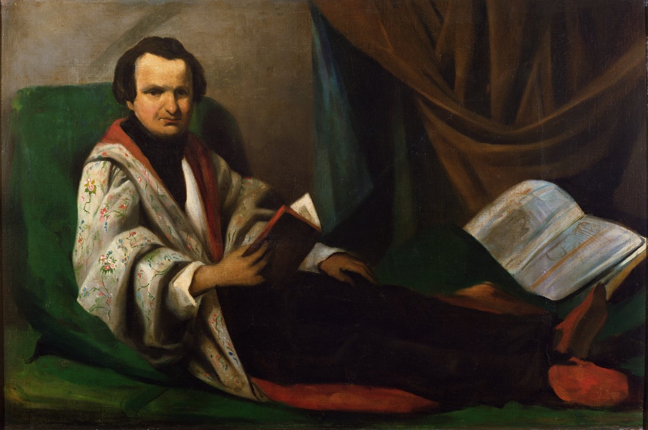Victor Hugo (1802-85) på sin divan, ca. 1830-40 af French School
