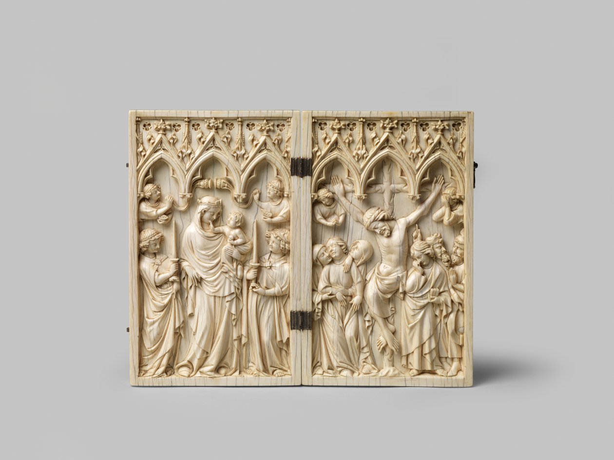 Vierge Glorieuse og Crucifixion diptykon ibenholt bagside er senere, 14. århundrede af French School