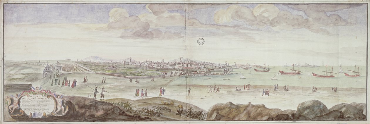 Udsigt fra siden af Infirmary, Marseille, 1698 af French School