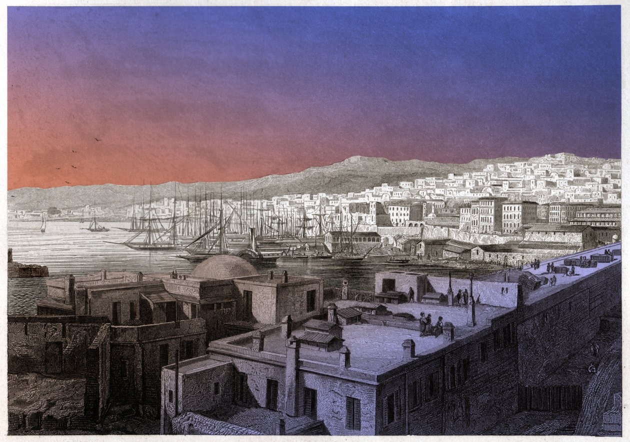 Udsigt over Algier. (gravering, ca. 1850) af French School