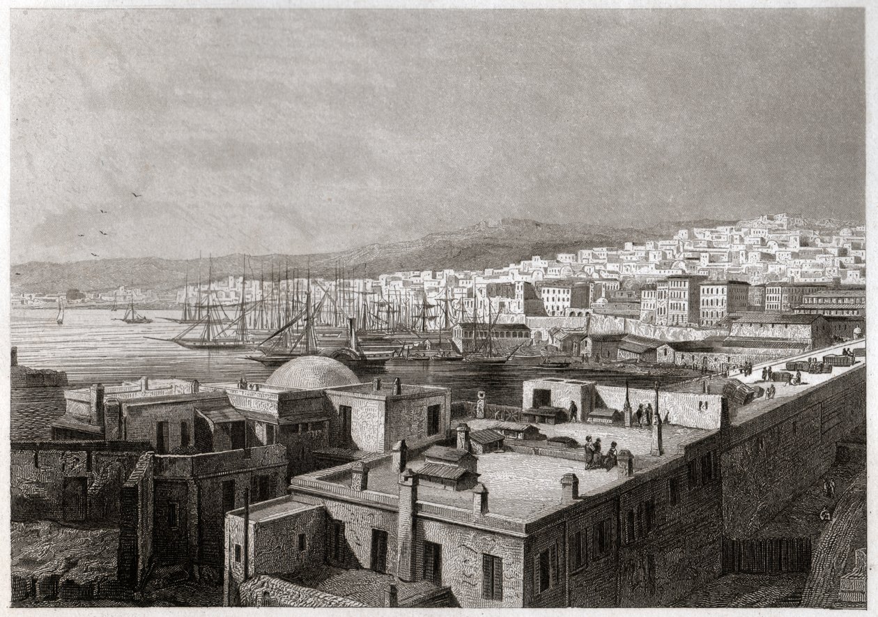 Udsigt over Algier. (gravering, ca. 1850) af French School