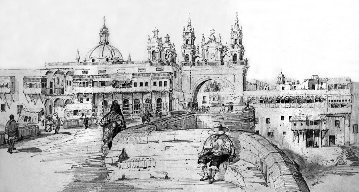Udsigt over Lima, Peru, ca. 1850 (gravering) af French School