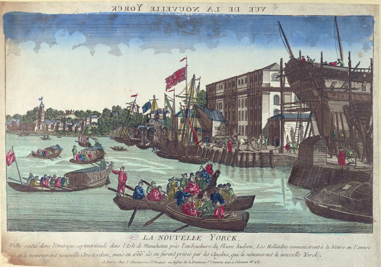 Udsigt over New York, indgraveret af Balthazar Frederic Leizelt af French School