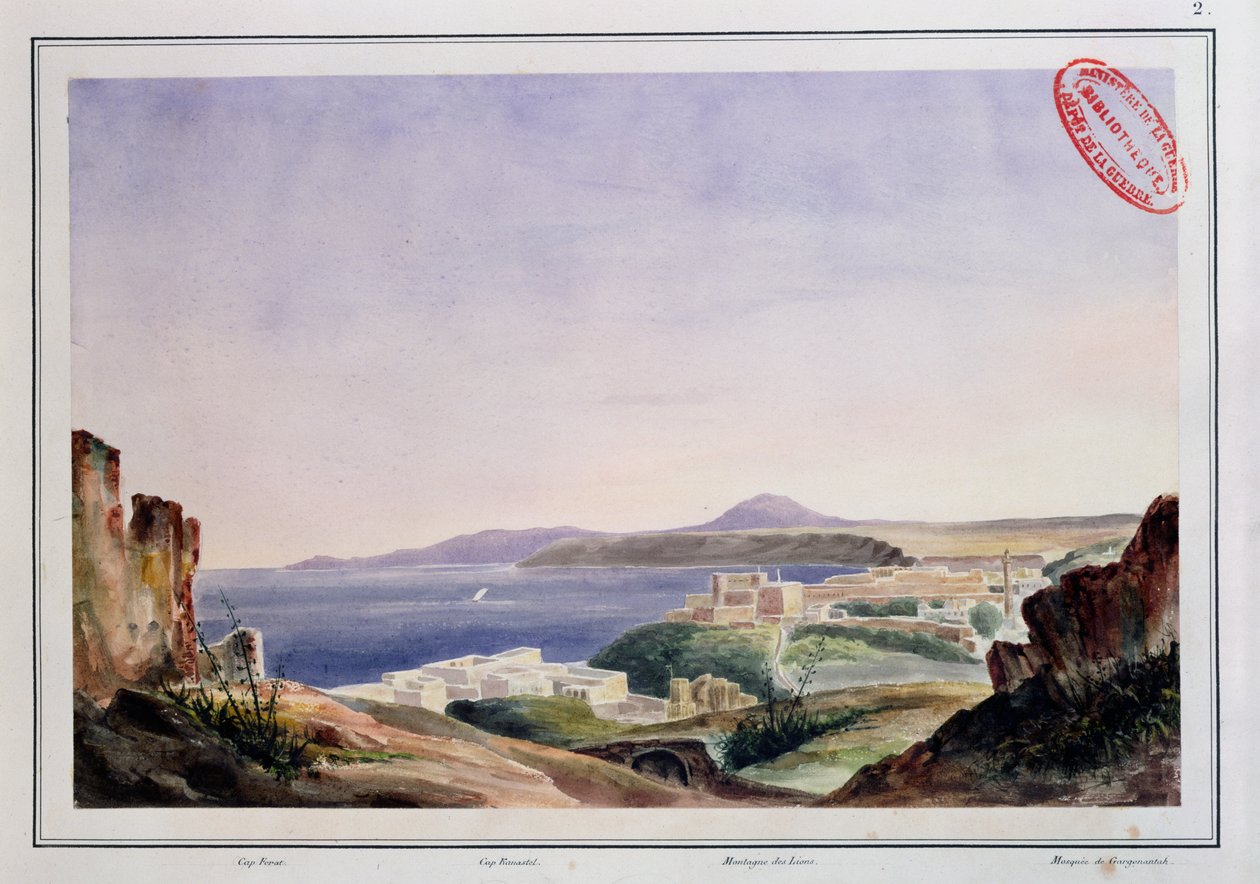 Udsigt over Oran fra den gamle Kasbah, ca. 1830 (wc på papir) af French School
