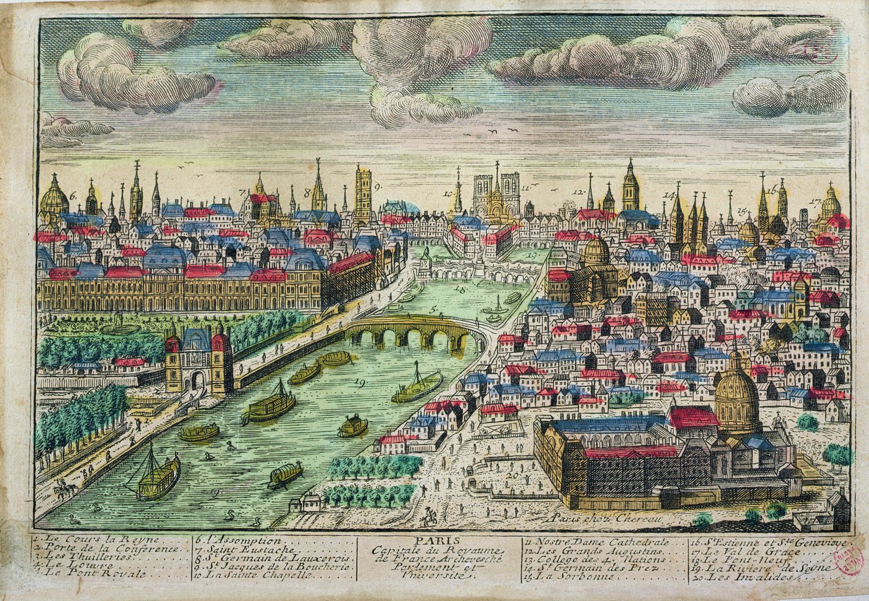 Udsigt over Paris og Seinen af French School
