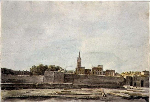 Udsigt over et bylandskab i Sydfrankrig, ca. 1800 (akvarel på papir) af French School