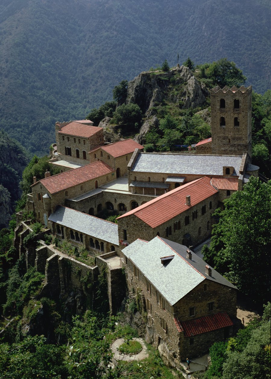 Udsigt over klosteret St. Martin du Canigou af French School