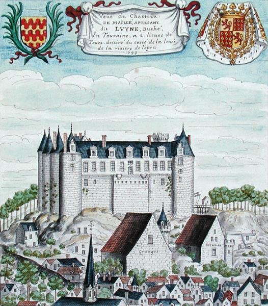Udsigt over Chateau de Maille i Touraine af French School