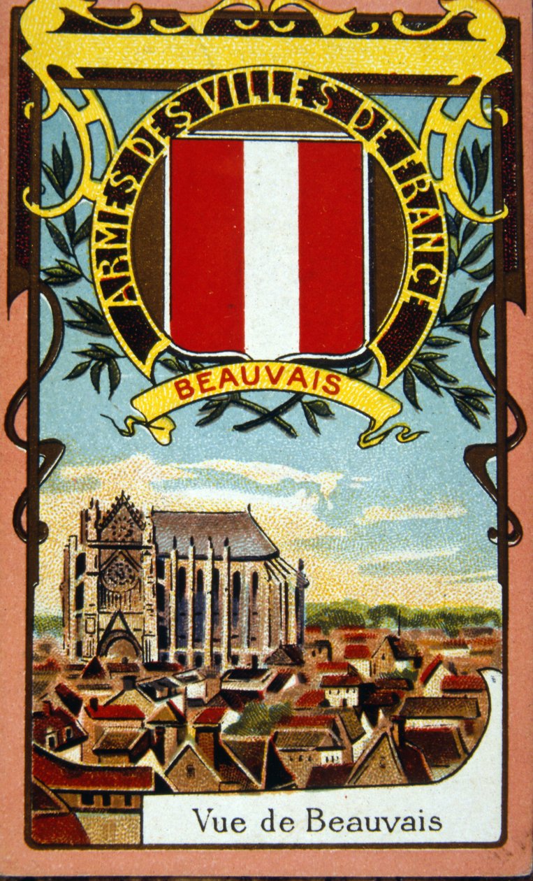 Udsigt over den franske by Beauvais, omkring 1900 (kromolitografi) af French School