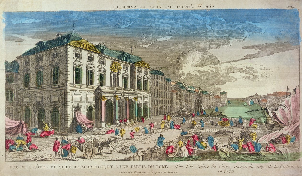 Udsigt over Hotel de Ville, Marseille, i 1720 af French School