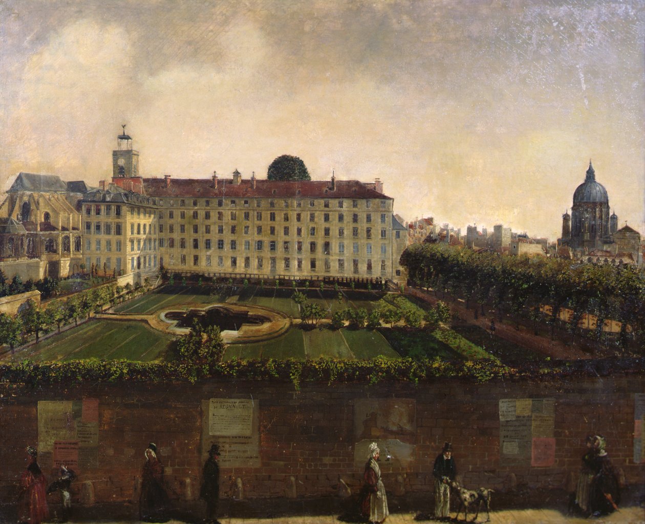 Udsigt over Institut National des Jeunes Sourds, Paris, ca. 1840 (olie på lærred) af French School