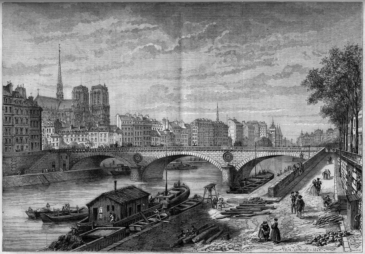 Udsigt over Louis Philippe-broen (1861-1862), Paris af French School