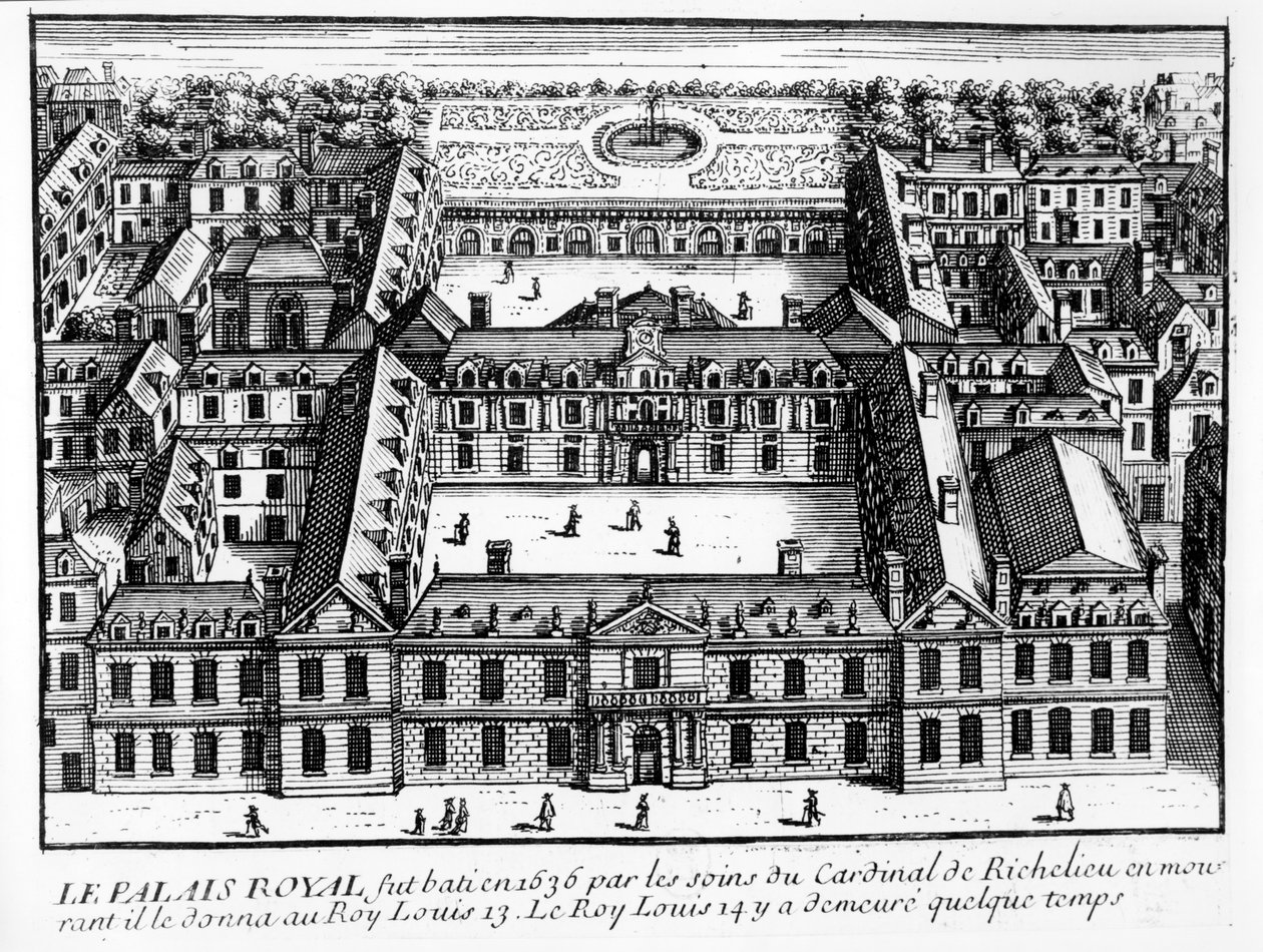 Udsigt over Palais-Cardinal (fremtidige Palais-Royal), ca. 1641 af French School