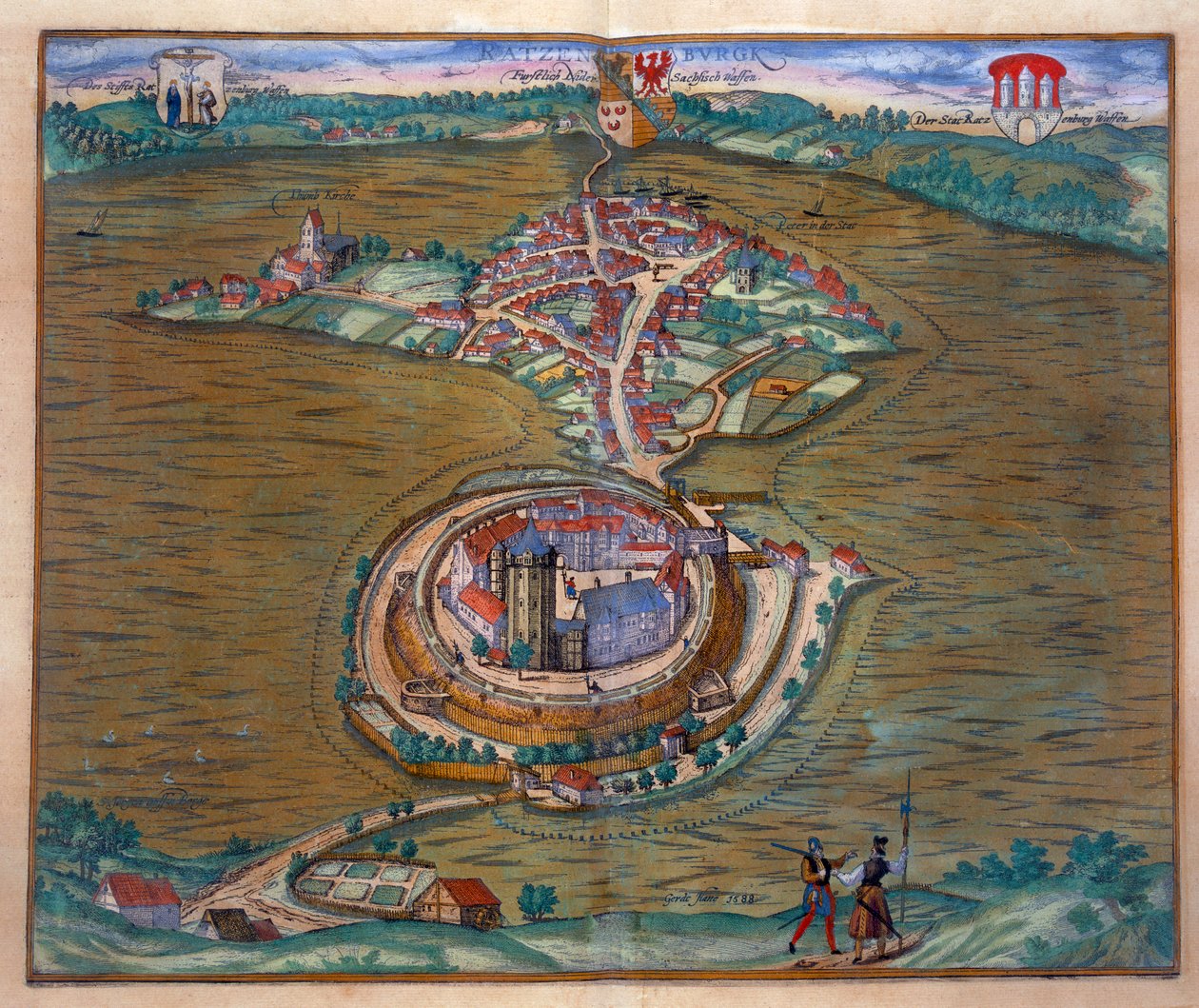 Udsigt over Place de Louis le Grand, med et af værelserne bygget i anledning af Monseigneur le Dauphins bryllup (detalje fra 101866) (farvegravering) af French School