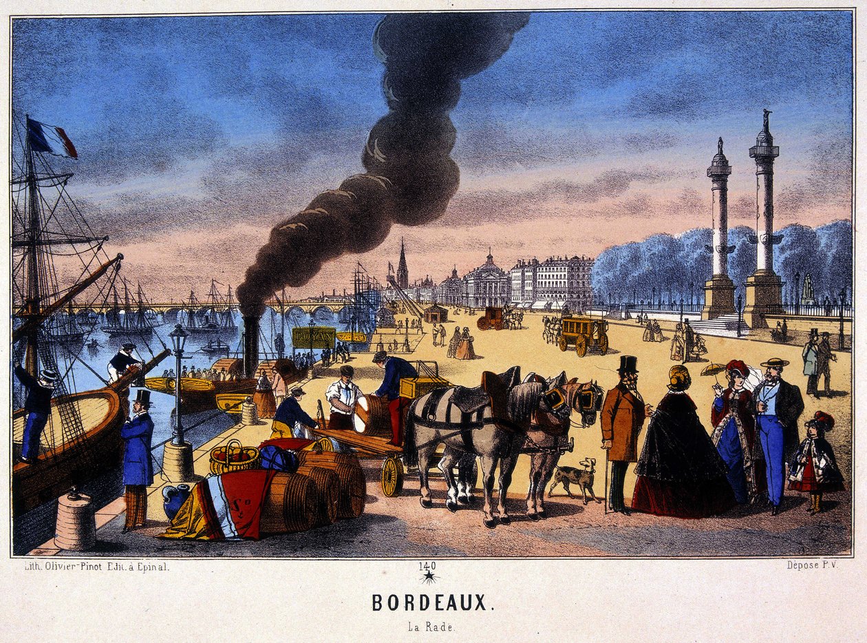 Udsigt over havnen i Bordeaux, billede af Epinal, n.d. 19. århundrede af French School
