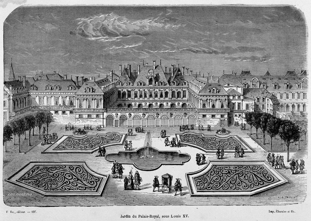 Udsigt over Royal Palace Park under Louis XV af French School