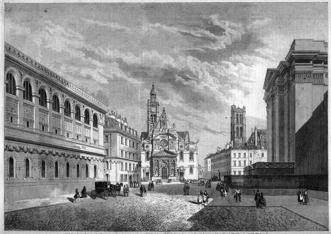 Udsigt over Sainte Genevieve-bjerget, Paris af French School