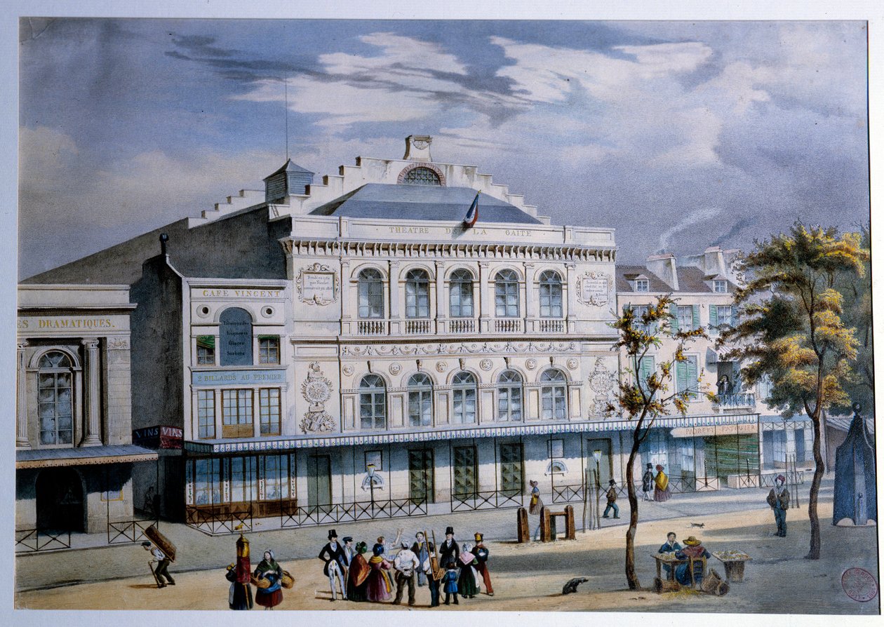 Udsigt over Theatre de la Gaite i Paris Litografi af det 19. århundredes Paris. Musee Carnavalet af French School
