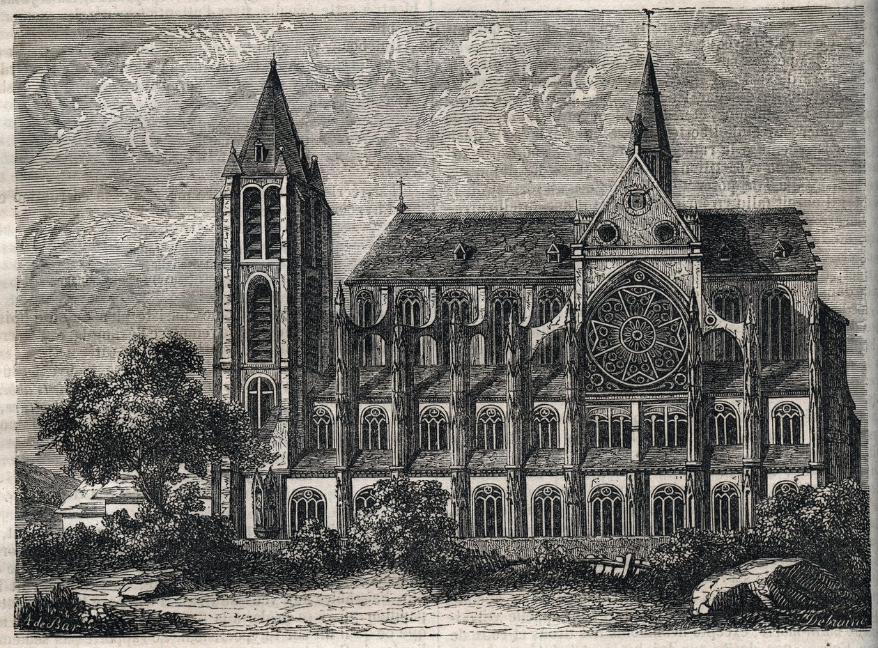 Udsigt over klosteret Saint-Victor (Saint Victor) tidligere kloster af regulære kanoner (Augustinian) ødelagt i 1811 - Indgravering i "" Fysisk, civil og moralsk historie i Paris: fra de tidligste historiske tider til i dag" af Jacques Antoine Dulaure af French School