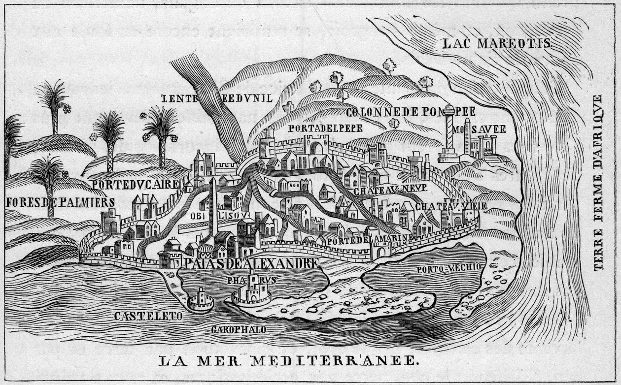 Udsigt over byen Alexandria, Egypten af French School