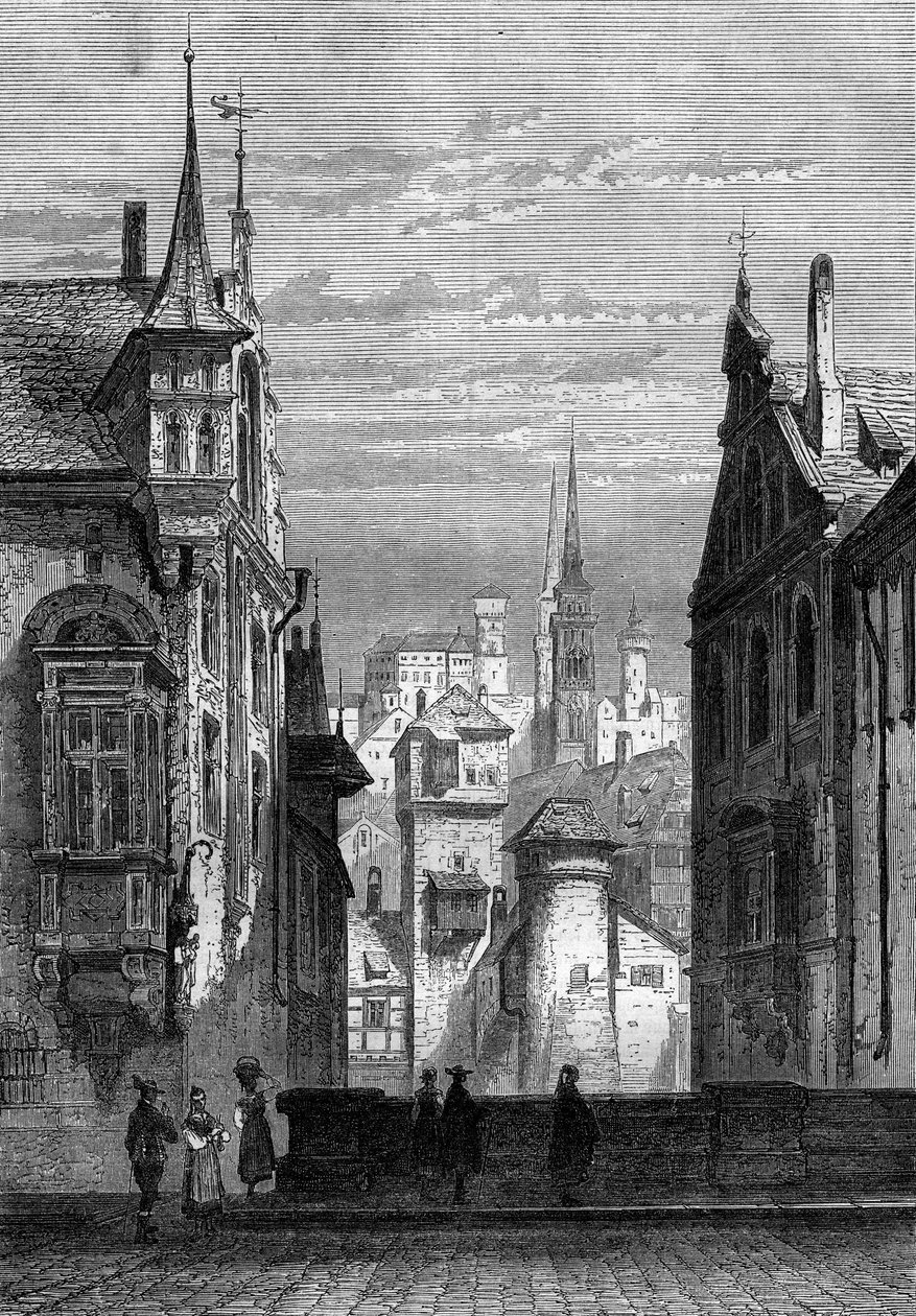 Udsigt over byen Nürnberg i Tyskland af French School
