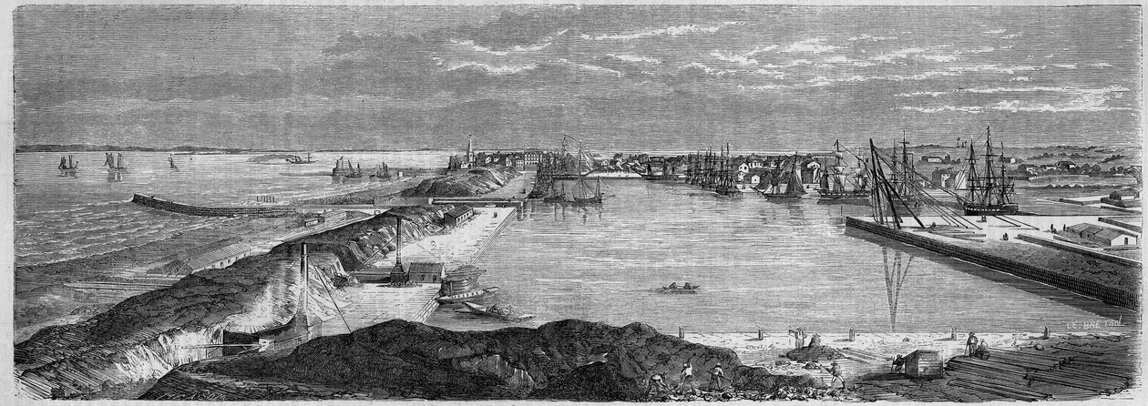Udsigt over byen Saint Nazaire (Saint-Nazaire) (Loire Atlantique, 44) af French School