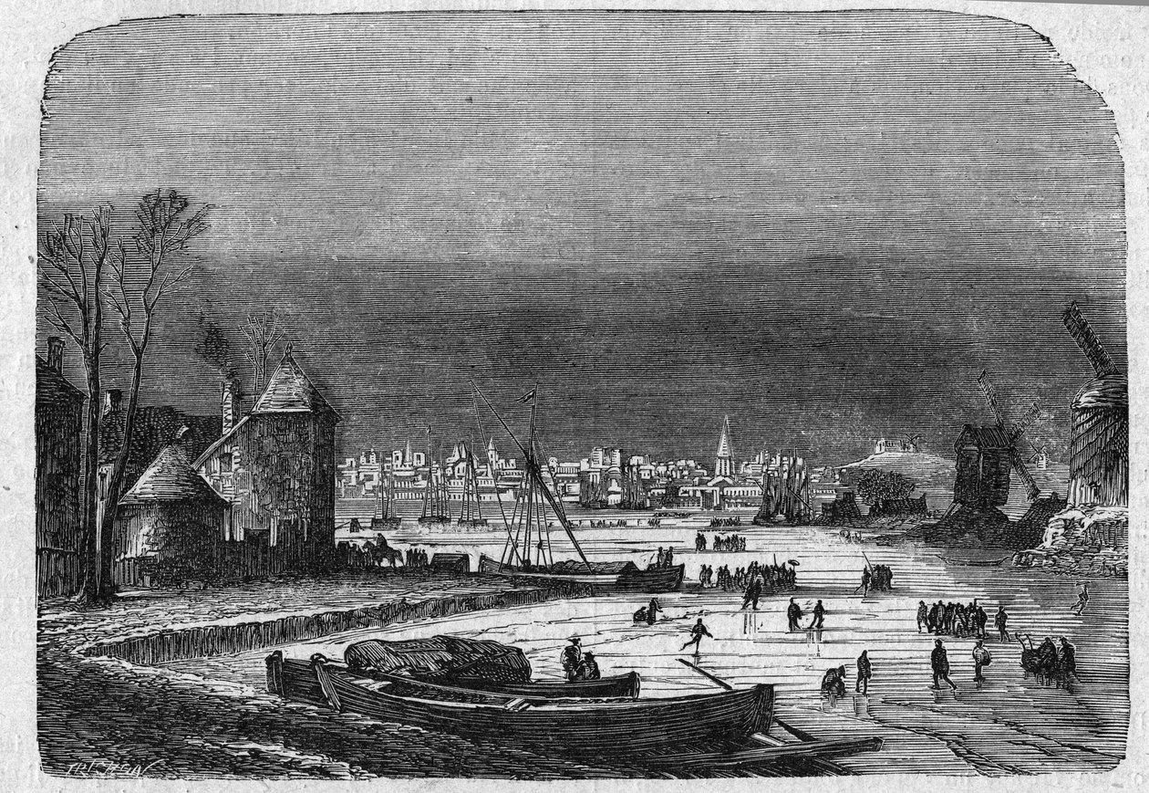Udsigt over byen Haag i Holland, slutningen af det 19. århundrede. Indgravering i "La gazette du dimanche"" af 5. december 1895. af French School