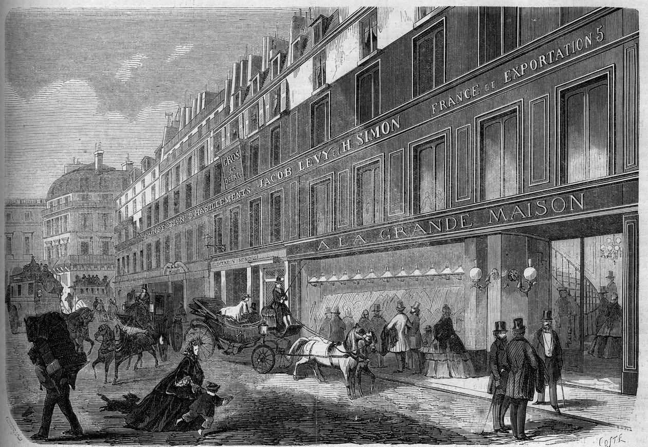 Udsigt over facaden på "" La Grande Maison"", tøjfabrik. Paris af French School