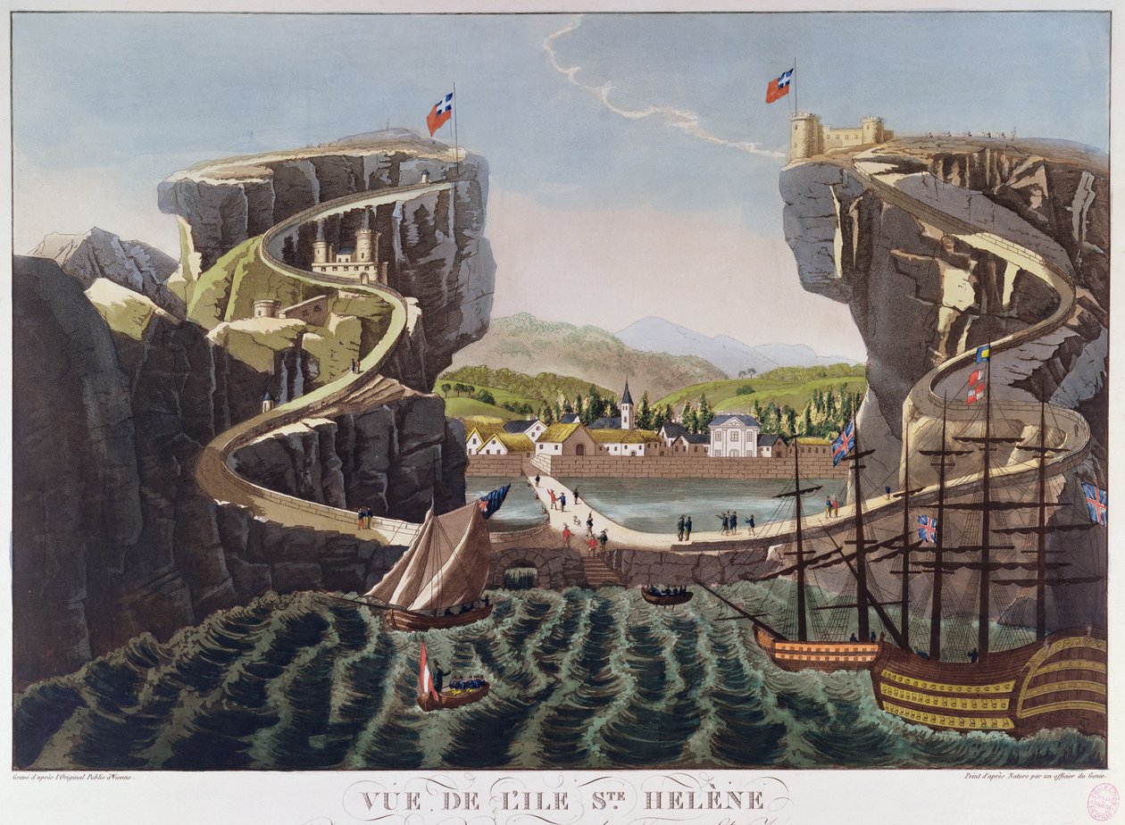 Udsigt over øen St. Helena, ca. 1821 af French School