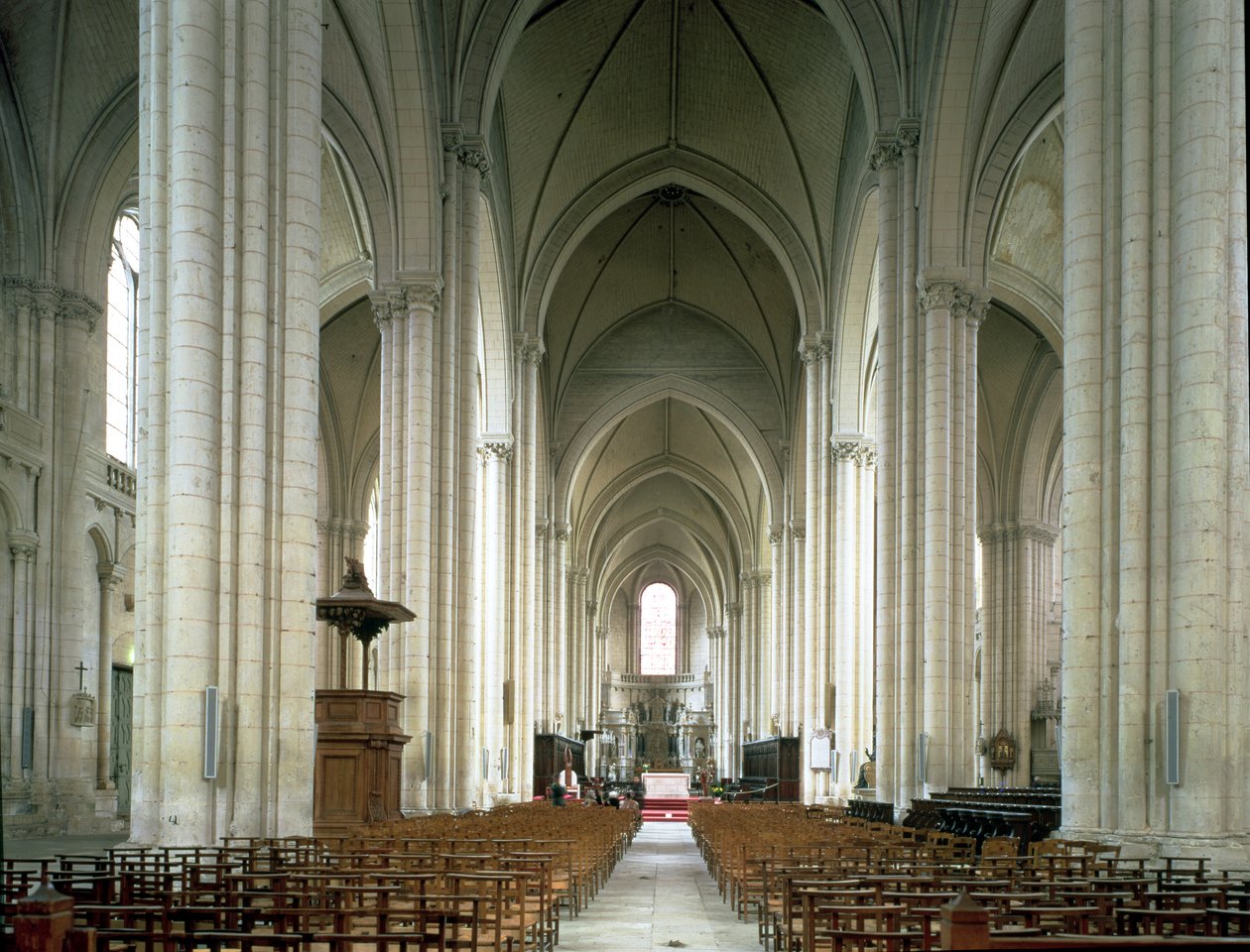 Udsigt over skibet, c.1162-80 af French School