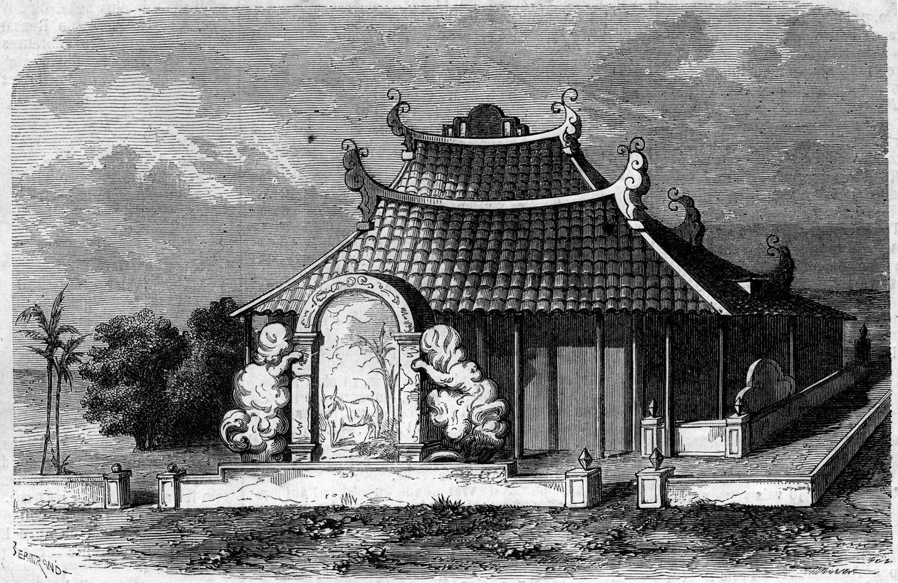 Udsigt over graven til Georges Pierre Pigneau de Behaine (1741-1799), biskop af Adran. Saigon, Cochin Kina af French School