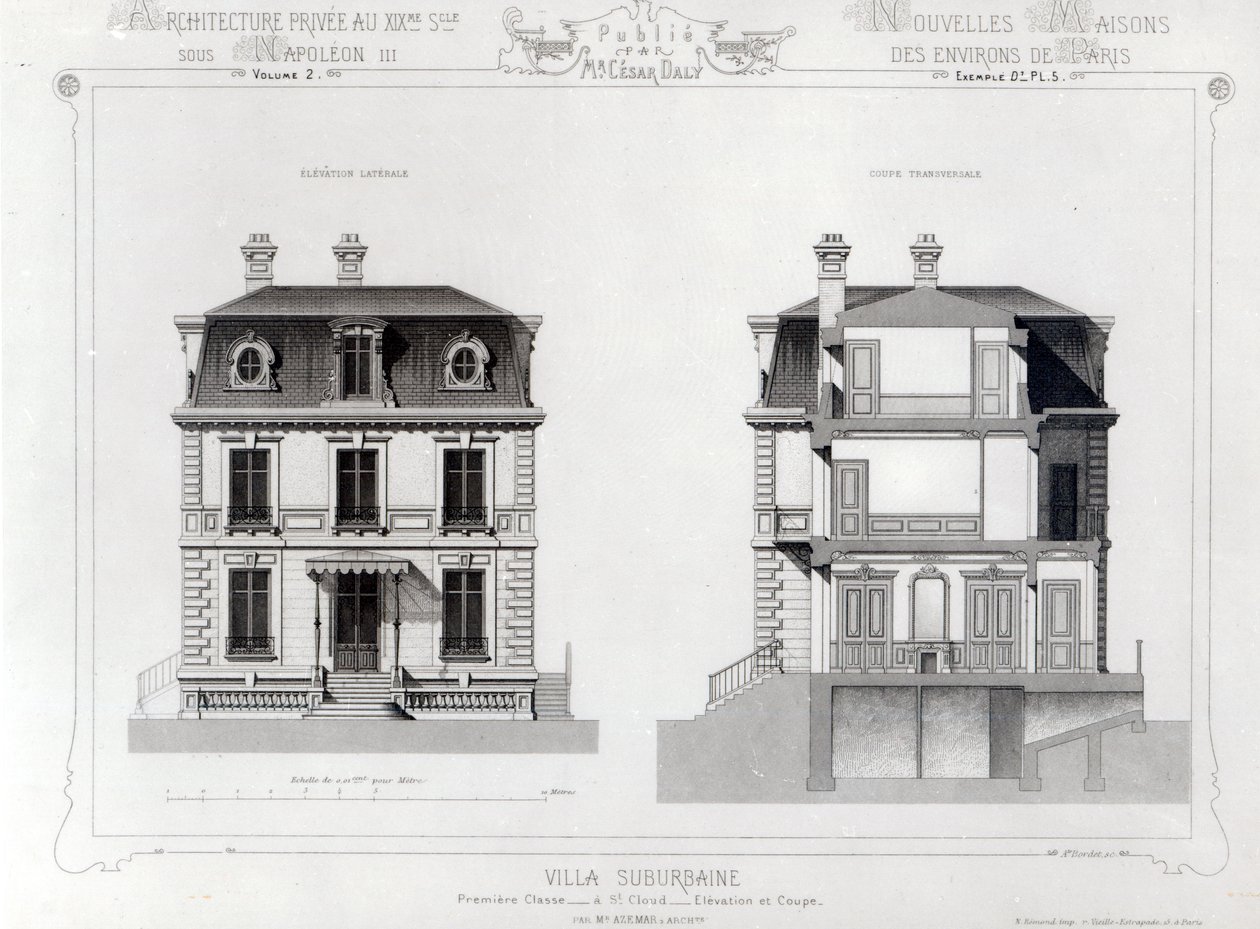 Suburban Villa, Premier Chasse ved St. Cloud, fra Architecture Privee au C19th, af French School