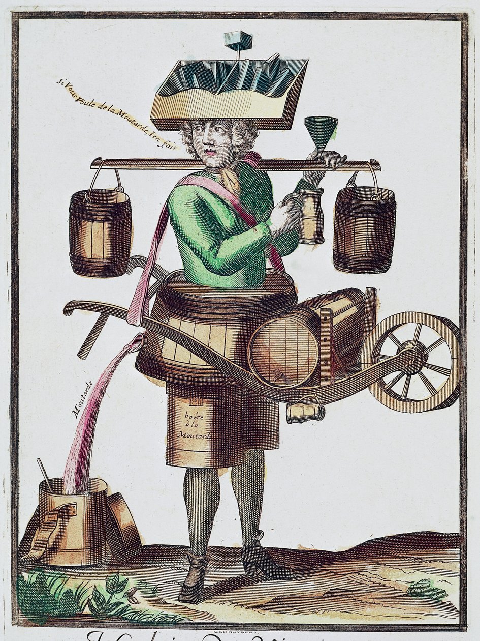 Eddikefabrikant, farvegravering, Frankrig af French School