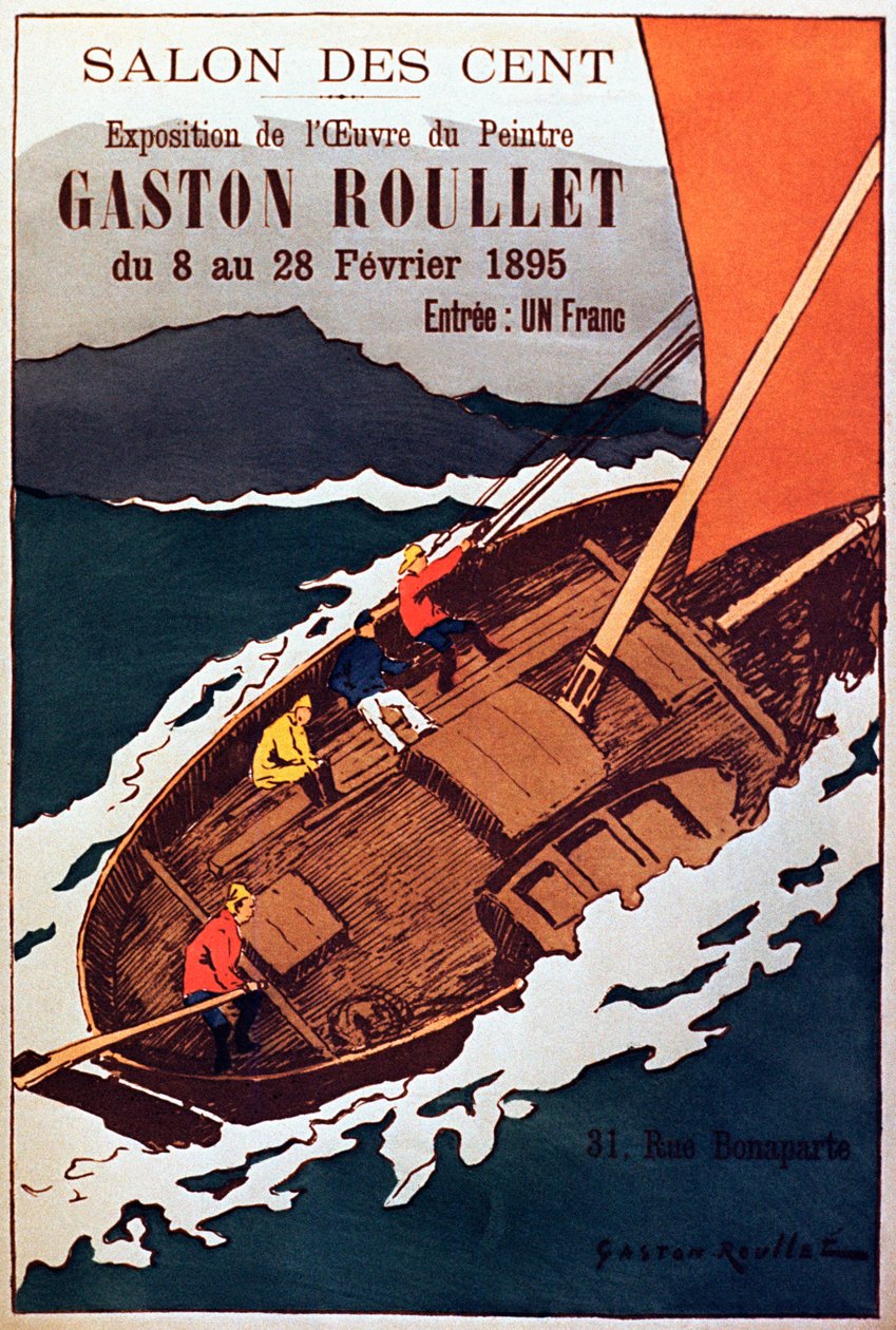 Vintage poster for painting gallery exhibition by artist Gaston Roulette, 1895dani af French School