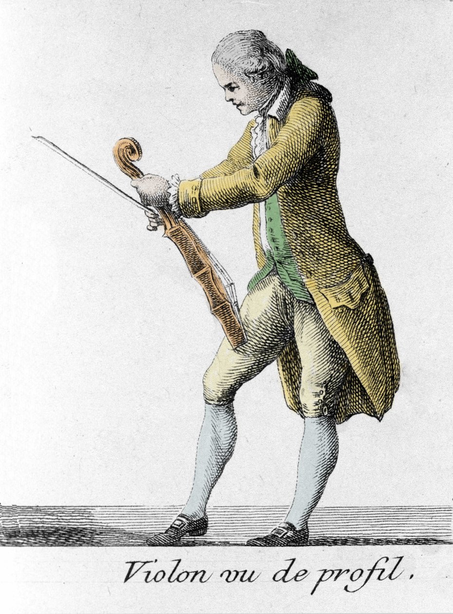 Violin set fra profil. Stik fra slutningen af 1700-tallet. af French School