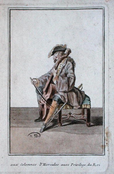 Violincello, ca. 1700 (gravering) af French School