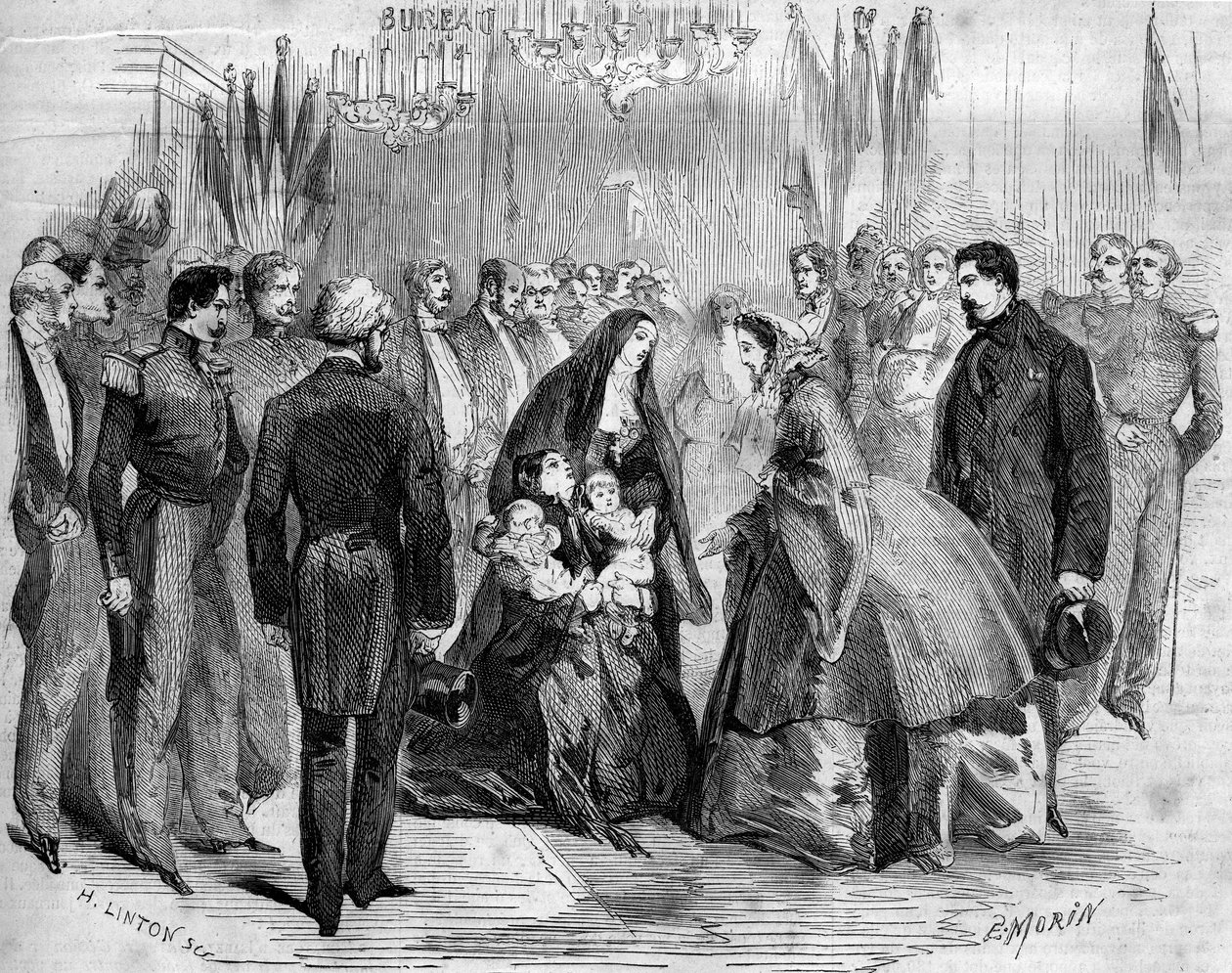 Besøg af Napoleon III (1808-1873) og Impress Eugenie (1826-1920) i Chauny (Aisne, 02) af French School