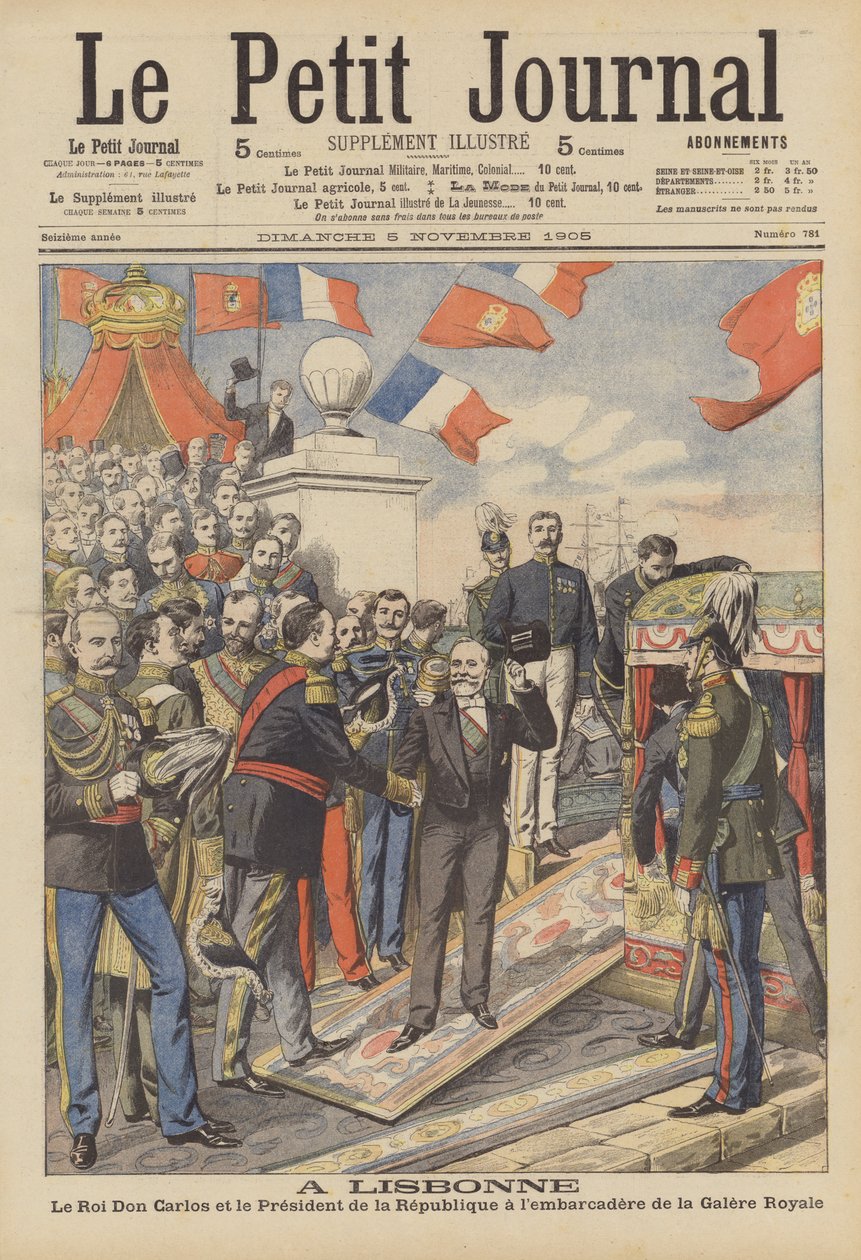 Den franske præsidents besøg i Lissabon (farvelitografi) af French School