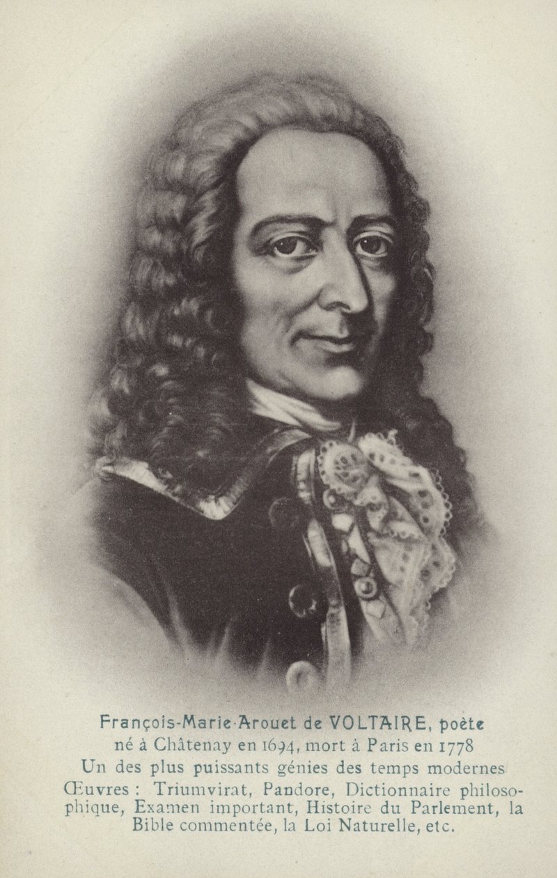Voltaire (1694-1778), fransk forfatter, filosof og dramatiker (litografi) af French School