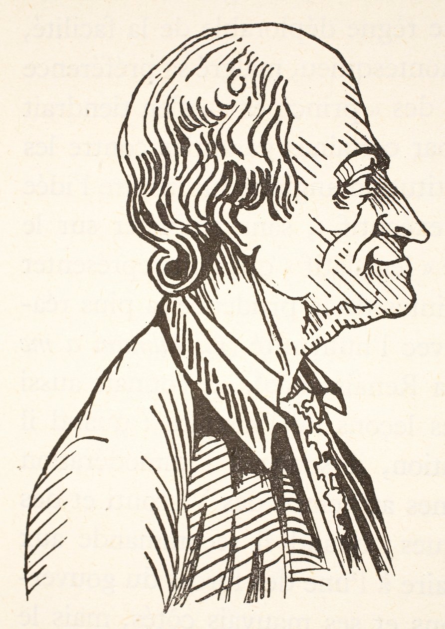 Voltaire, kopi af Boris Mestchersky (d.1957), illustration fra Histoire de la Nation Francaise, Sciences, bind I & II, af Gabriel Hanotaux (1853-1944), 1924 af French School