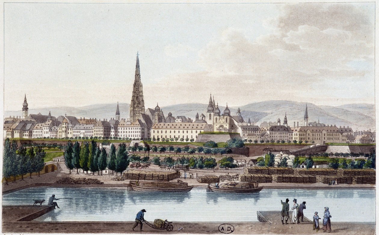Udsigt over Wien fra siden af ​​Land Strassel - i "" malerisk rejse til Østrig af grev Alexandre de Laborde "", Paris, red. Didot den ældre af French School