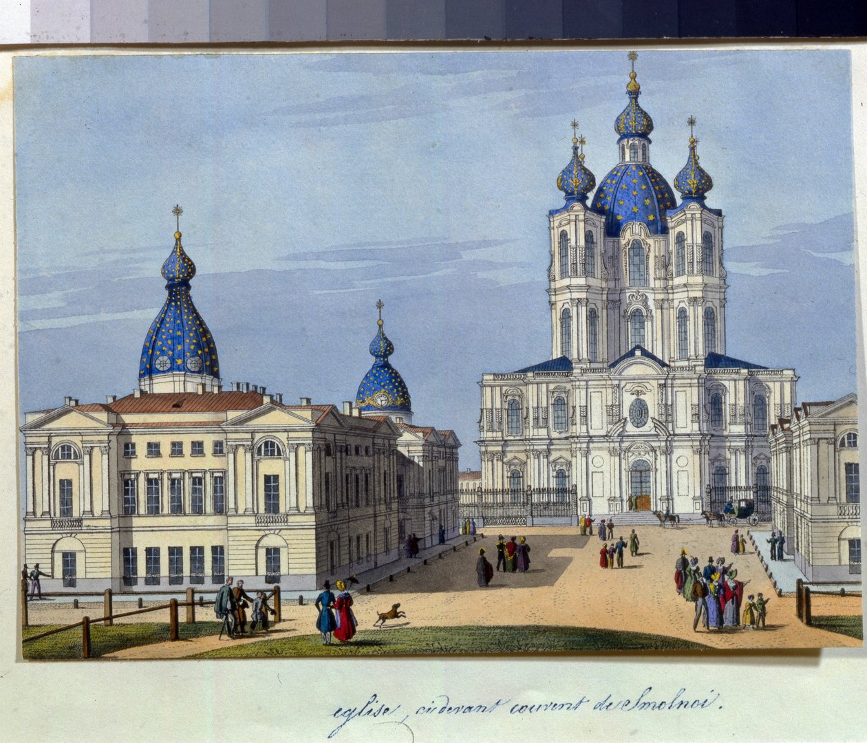 Udsigt over Smolny-katedralen i Sankt Petersborg af French School