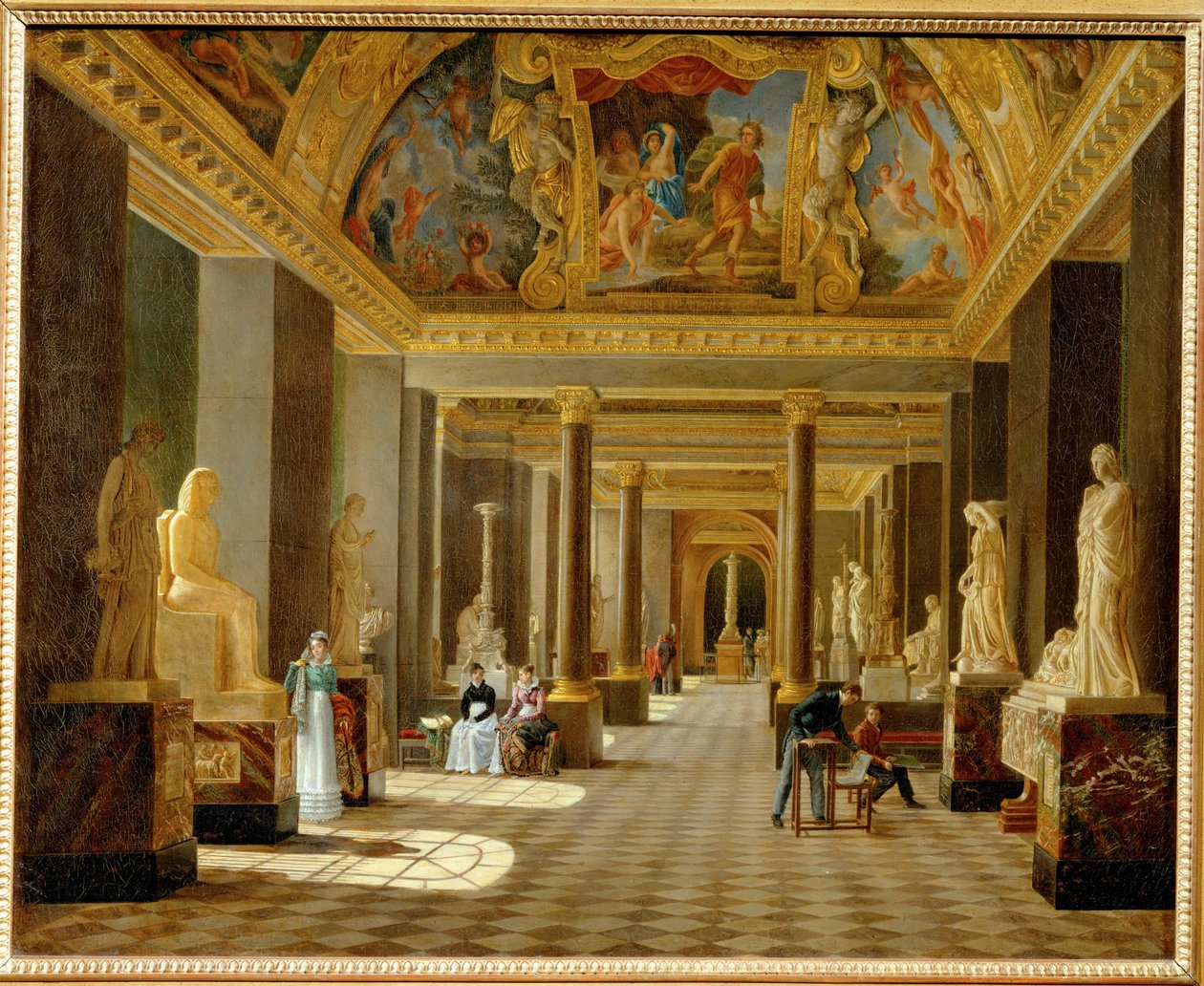 Udsigt over årstidernes sal på Louvre ... af French School