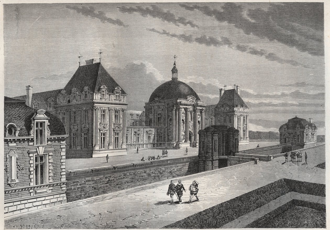 Udsigt over Chateau Royal de Monceaux - gravering fra "" Frankrigs historie fortalt til mine børnebørn"" - af Francois Guizot - 1872-1876 af French School