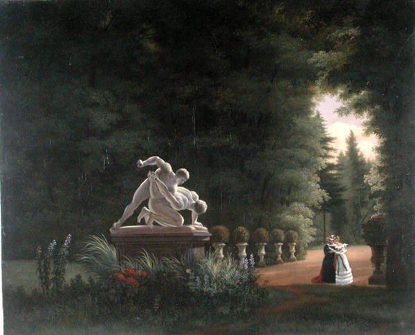 Vandring i Folie-Beaujon i Paris, ca. 1830 (olie på lærred) af French School