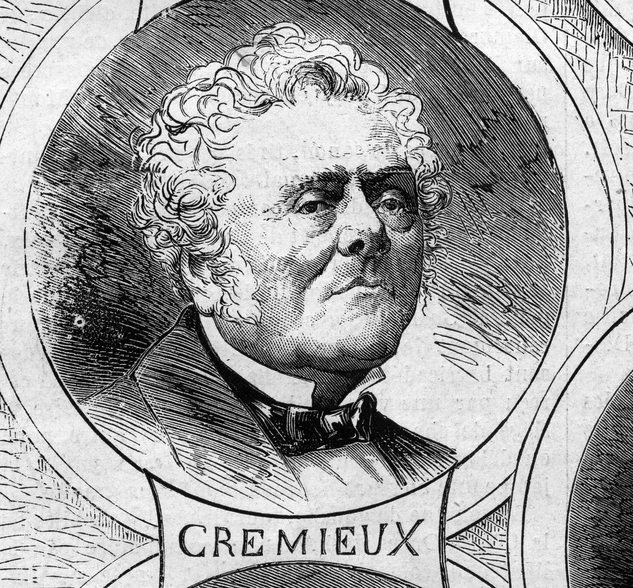 Krigen i 1870 - Regeringen for det nationale forsvar: portræt af Adolphe Cremieux (1796-1880), medlem af den provisoriske regering af 1870. Indgravering i "" Le Monde Illustré"" nr. 706 af 22. oktober af French School