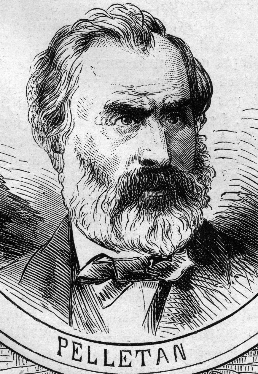 Krigen i 1870 - Regeringen for det nationale forsvar: portræt af Eugene Pelletan (1813-1884), medlem af den foreløbige regering i 1870. Indgravering i "" Le Monde Illustré"" nr. 706 af 22. oktober af French School